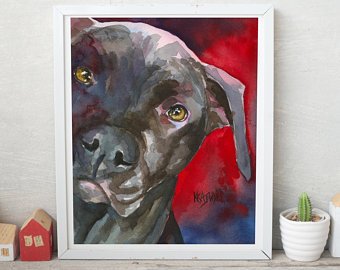 340x270 Pitbull Watercolor Etsy - Pitbull Watercolor