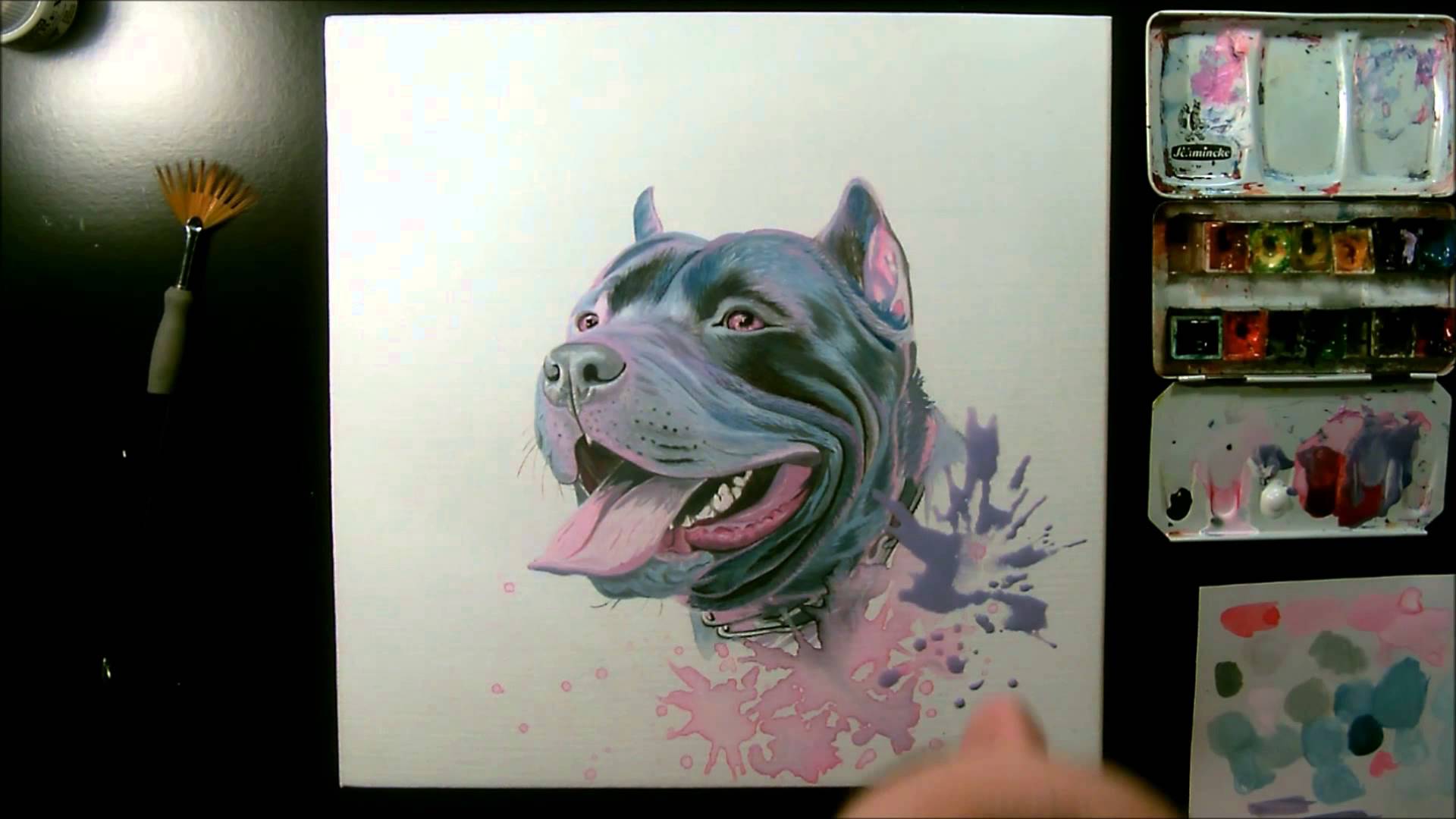 1920x1080 Speed Drawing Pitbull Watercolor - Pitbull Watercolor