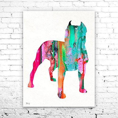 500x500 Pit Bull 4 Watercolor Print, Pitbull Art, Dog Art - Pitbull Watercolor