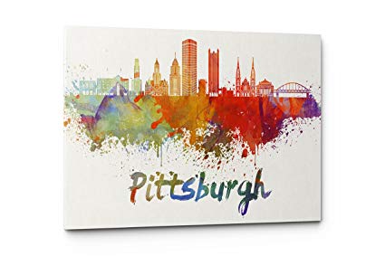 425x283 Watercolor City Splash Skyline Wall Art Canvas Print - Pittsburgh Watercolor