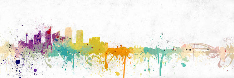 750x250 Pittsburgh Watercolor Skyline Canvas Art Print By Unknown Artist - Pittsburgh Watercolor