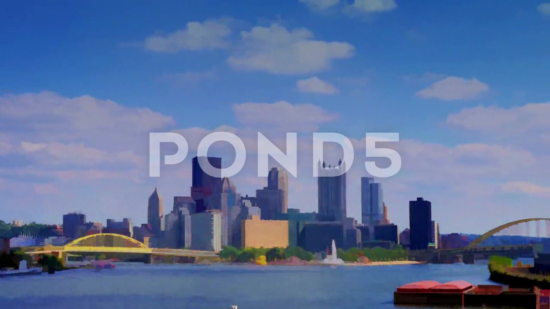 1920x1080 Video 4k Ultrahd Watercolor Pittsburgh Skyline Timelapse 3629 - Pittsburgh Watercolor