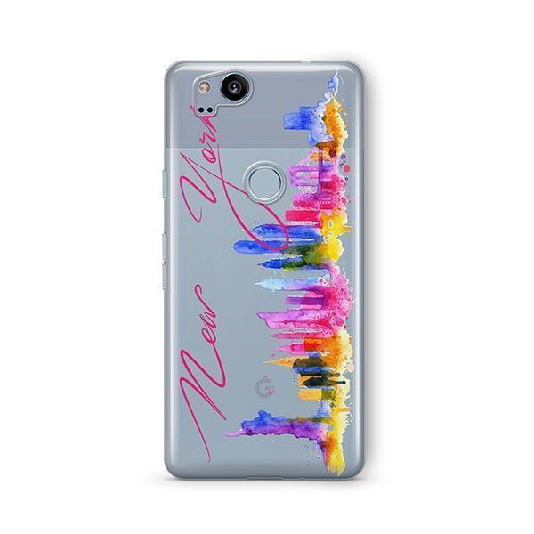 600x600 Watercolor New York Google Pixel 2 Case Clear - Pixel Watercolor