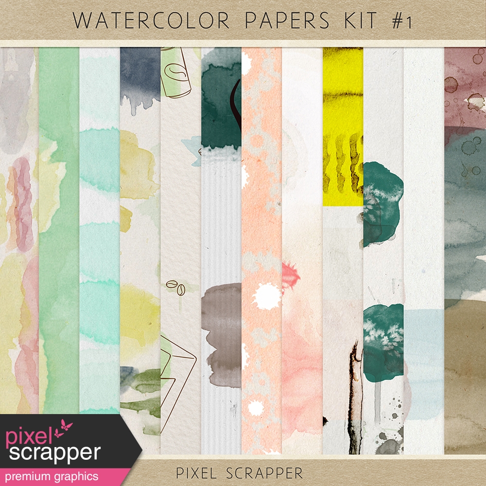 1000x1000 Watercolor Papers Kit - Pixel Watercolor