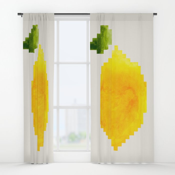 700x700 Geometric Watercolor Yellow Lemon Pixel Art Green Leaf Hard Edge - Pixel Watercolor