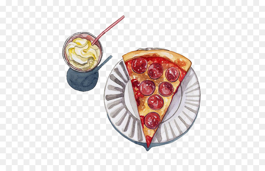 900x580 Pizza Food Watercolor Painting Drawing Illustration - Pizza Watercolor