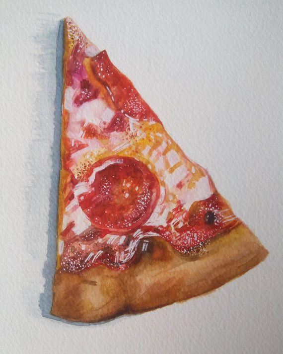 570x713 Pizza Watercolor Gouache Illustration Food Illustration Pizza - Pizza Watercolor