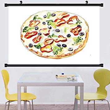 355x355 Gzhihine Wall Scroll Posterfast Food Pizza Watercolor - Pizza Watercolor