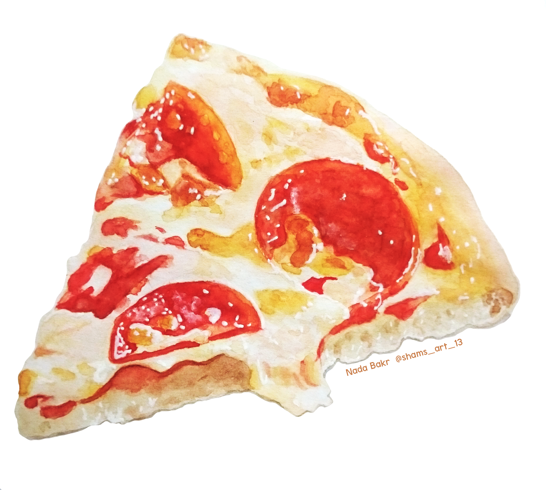 1865x1673 Pizza Watercolor Illustration By Nada Bakr - Pizza Watercolor