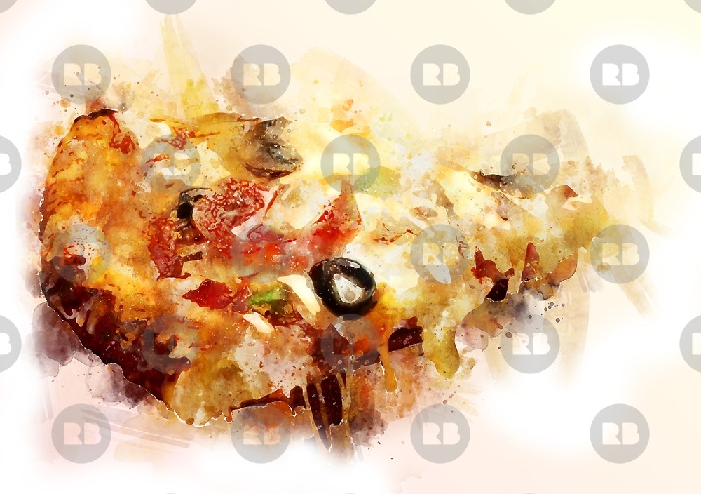 1000x704 Watercolor Pizza, Tasty 9 By Inkool Redbubble - Pizza Watercolor