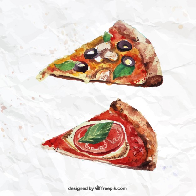 626x626 Hand Painted Pizza Slices Vector Free Download - Pizza Watercolor