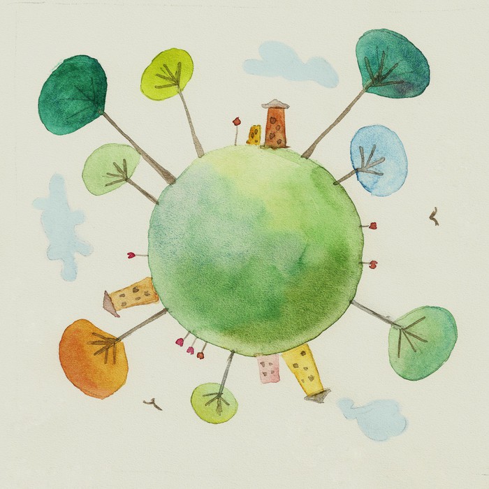 700x700 Small Planet Earth Watercolor Painting Wall Mural We - Planet Earth Watercolor