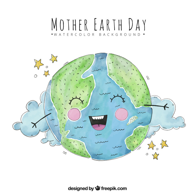 626x626 Watercolor Background With Smiling Planet Earth Vector Free Download - Planet Earth Watercolor