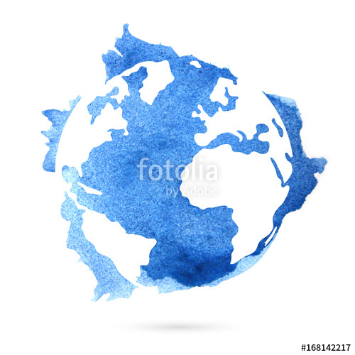 500x500 Watercolor Blue Planet Earth Stock Photo And Royalty Free Images - Planet Earth Watercolor