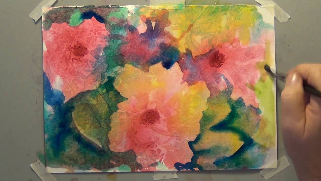 1280x720 Plastic Wrap Watercolor Technique For Flowers - Plastic Wrap Watercolor