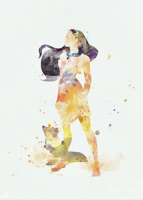 500x700 Pocahontas Greeting Card For Sale By Monn Print Art - Pocahontas Watercolor