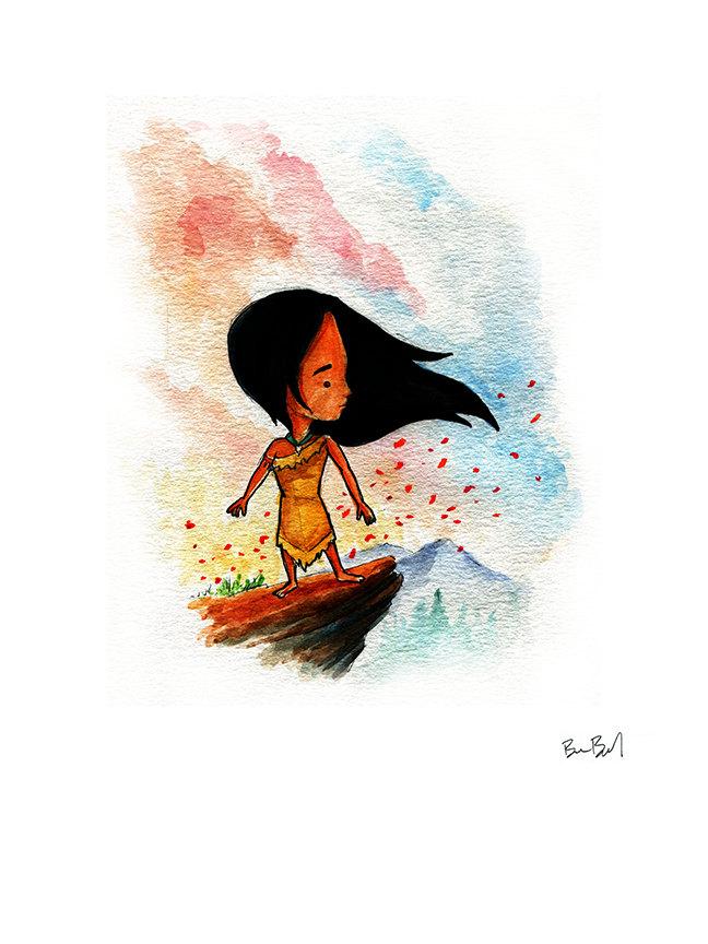 648x864 Pocahontas Inspired Watercolor Print Ben Byrd Art - Pocahontas Watercolor