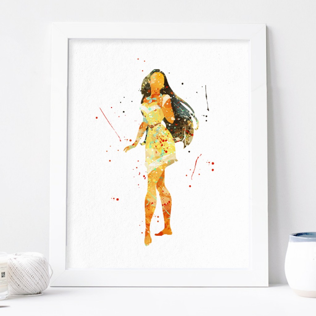 1024x1024 Pocahontas Poster Princess Watercolor Art Print Nursery Wall Decor - Pocahontas Watercolor