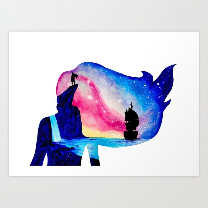 700x700 Pocahontas Watercolor Double Exposure Painting Art Print By - Pocahontas Watercolor