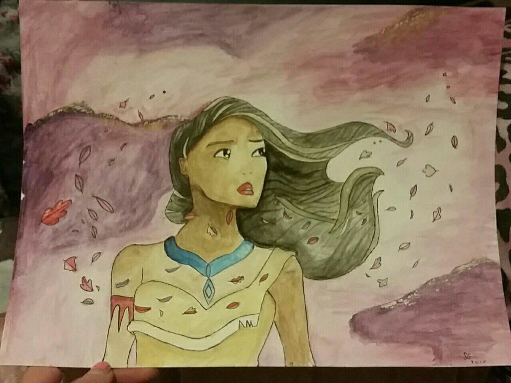 1024x768 Pocahontas Watercolor By Sierradactyl - Pocahontas Watercolor