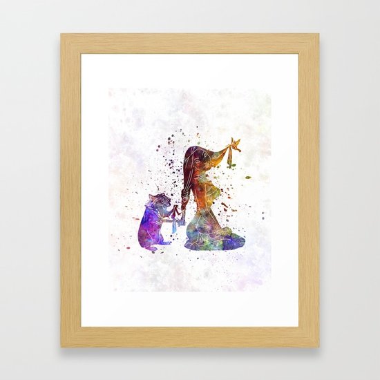 550x550 Pocahontas Watercolor Art Framed Art Print By Paulrommer Society6 - Pocahontas Watercolor