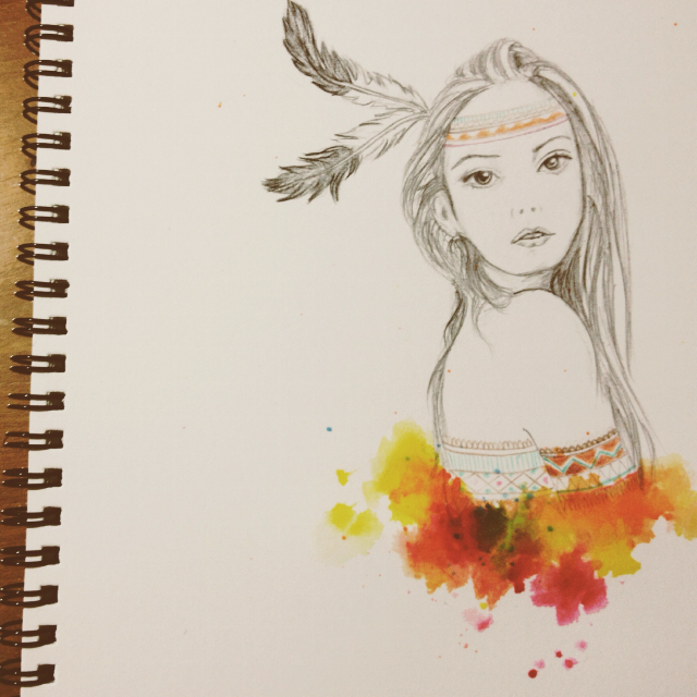640x640 This Is A Drawing Of Mine That Was Inspired By Pocahontas . One Of - Pocahontas Watercolor