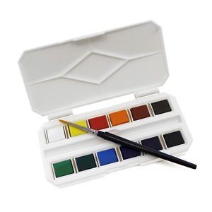 300x300 Mini Pocket Watercolour Paint Half Pan Box Set With Travel Brush - Pocket Watercolor