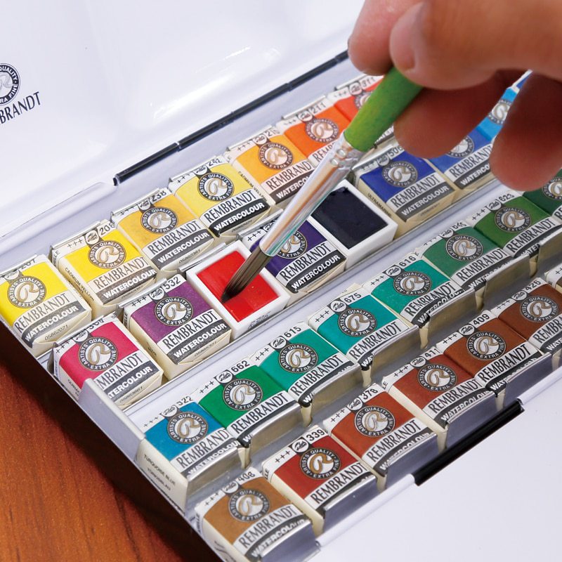 800x800 Rembrandt 122448colors Solid Watercolor Painting Set Metal - Pocket Watercolor