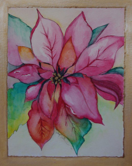 520x650 Learn How To Paint A Beautiful Watercolor Poinsettia Christmas - Poinsettia Watercolor Paintings