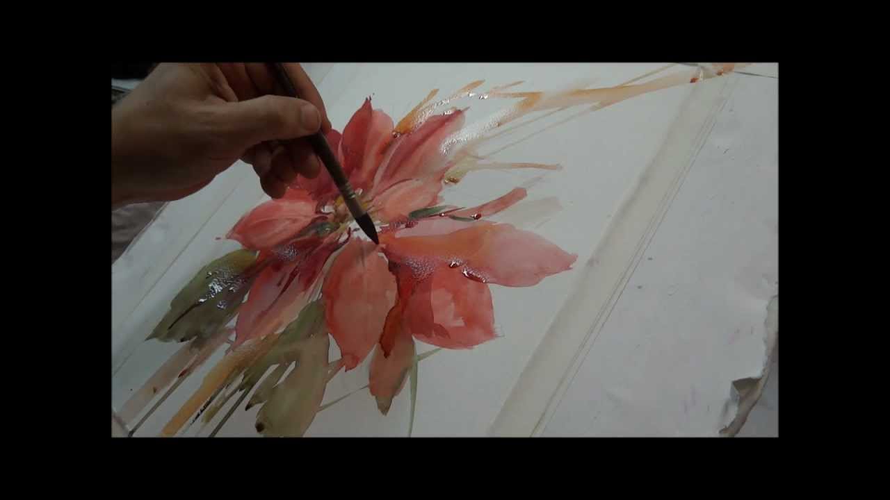 1280x720 Watercolor Demo - Poinsettia Watercolor Paintings
