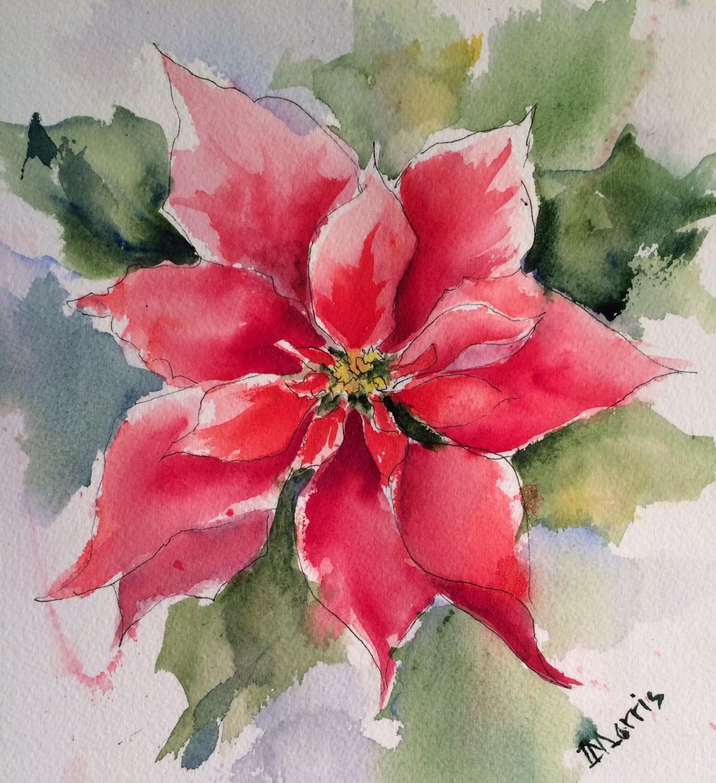 1463x1600 Living A Creative Life Christmas Time Is Here Watercolor - Poinsettia Watercolor Paintings