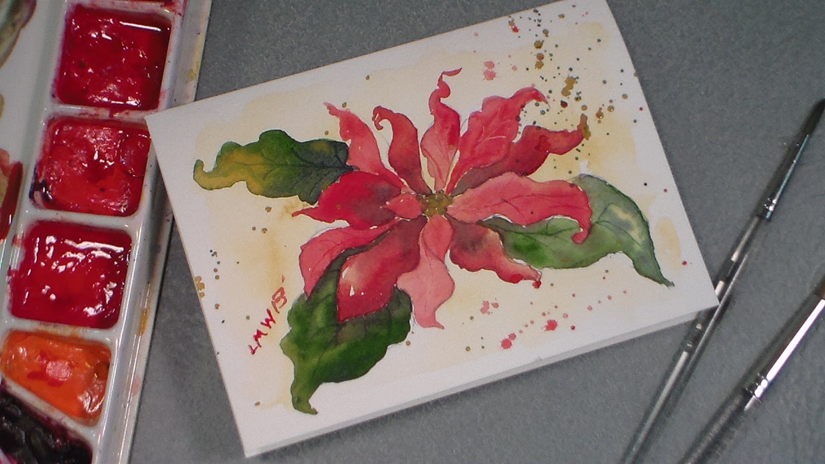 1696x954 Watercolor Poinsettia Tutorial - Poinsettia Watercolor Paintings