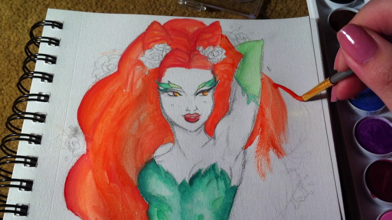 1280x720 Poison Ivy Watercolor Painting - Poison Ivy Watercolor