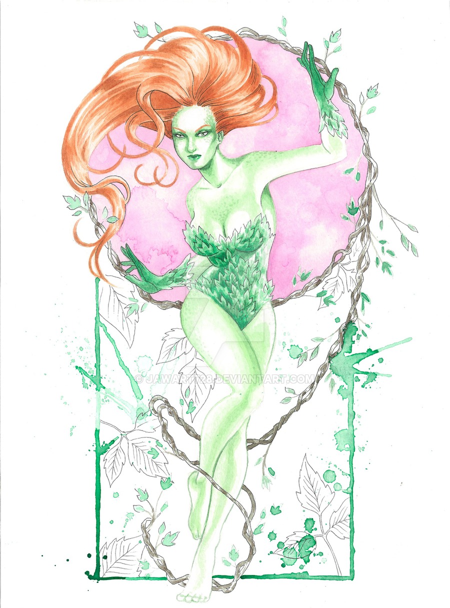 900x1216 Poison Ivy Watercolor Pinup By Jawart728 - Poison Ivy Watercolor