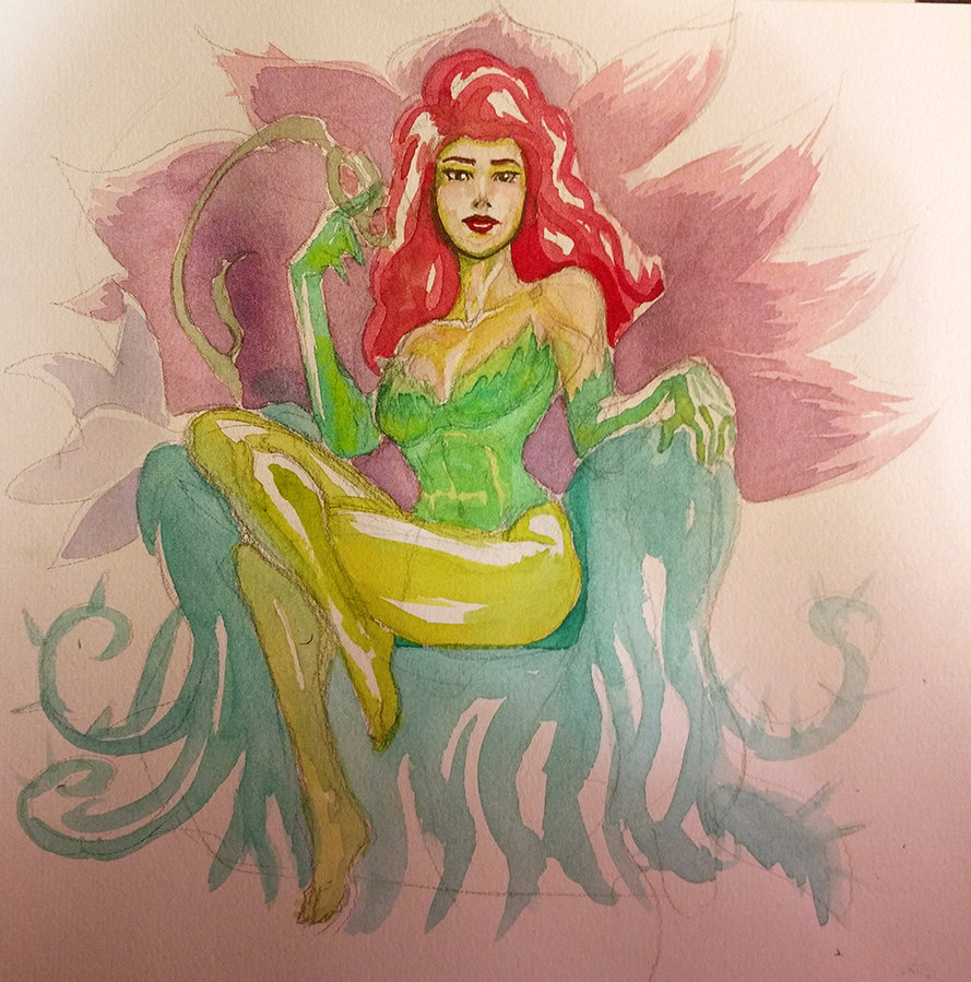 889x899 Poison Ivy Watercolor By M Katar - Poison Ivy Watercolor