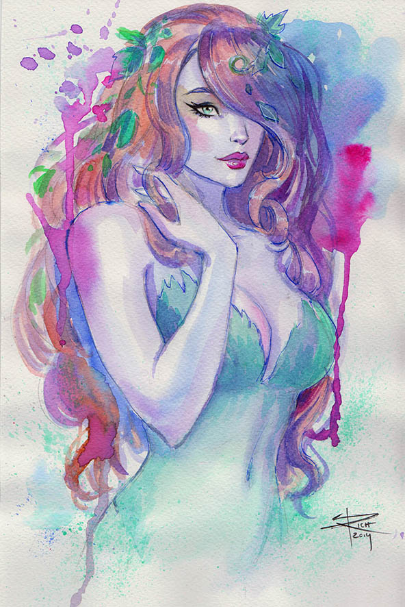 592x886 Poison Ivy Ink Watercolor Sketch By Sabinerich - Poison Ivy Watercolor