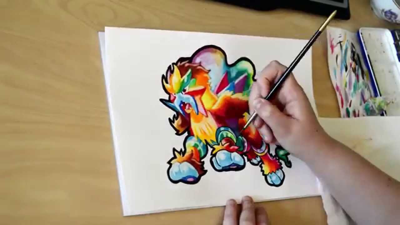 1280x720 Entei Pokemon Speed Painting In Watercolor - Pokemon Watercolor Original