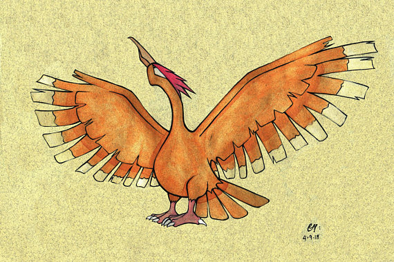 570x380 Pokemon Watercolor Spearow Fearow Original Art - Pokemon Watercolor Original