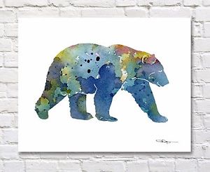 300x245 Polar Bear Abstract Watercolor Painting Art Print By Artist Dj - Polar Bear Watercolor