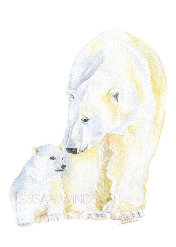 600x840 Polar Bears Watercolor Painting By Susan Windsor Paintings - Polar Bear Watercolor