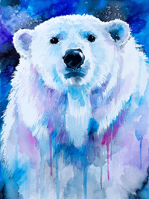 525x700 Polar Bear Watercolor Painting Print, - Polar Bear Watercolor