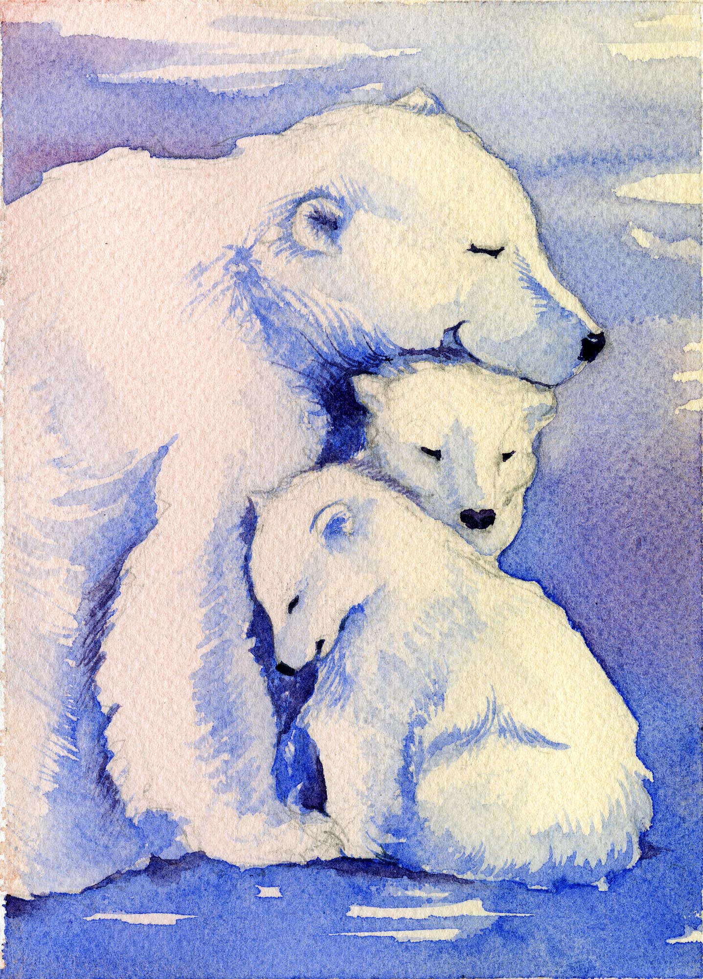 1437x2002 Polar Bears Walking In Public - Polar Bear Watercolor