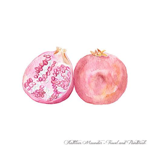 500x500 Pomegranate Watercolor Print Trowel And Paintbrush - Pomegranate Watercolor