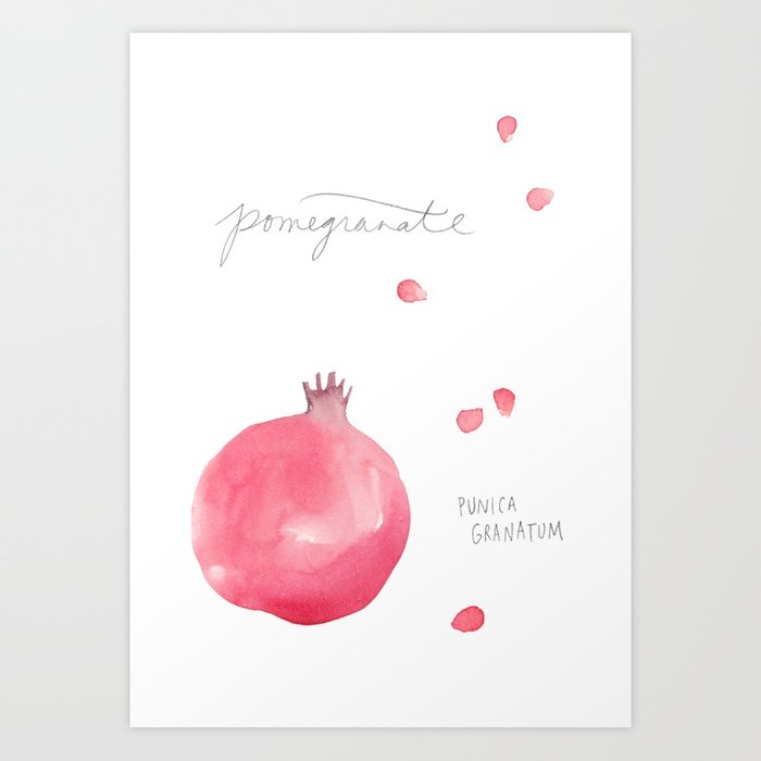 700x700 Pomegranate Watercolor Art Print By Erinellis Society6 - Pomegranate Watercolor