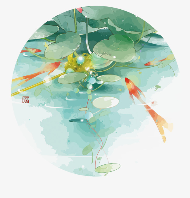650x677 Vector Watercolor Chinese Wind Pond, Watercolor Vector, Chinese - Pond Watercolor