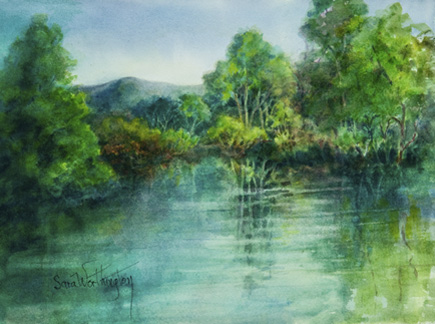 435x324 Central Ohio Plein Air - Pond Watercolor