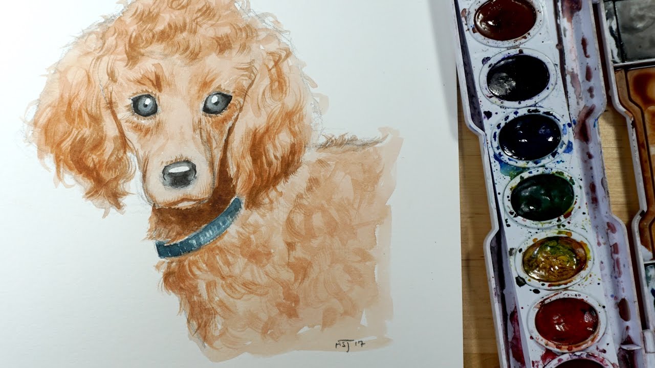 1280x720 How To Draw And Paint A Dog (Poodle) With Watercolor - Poodle Watercolor