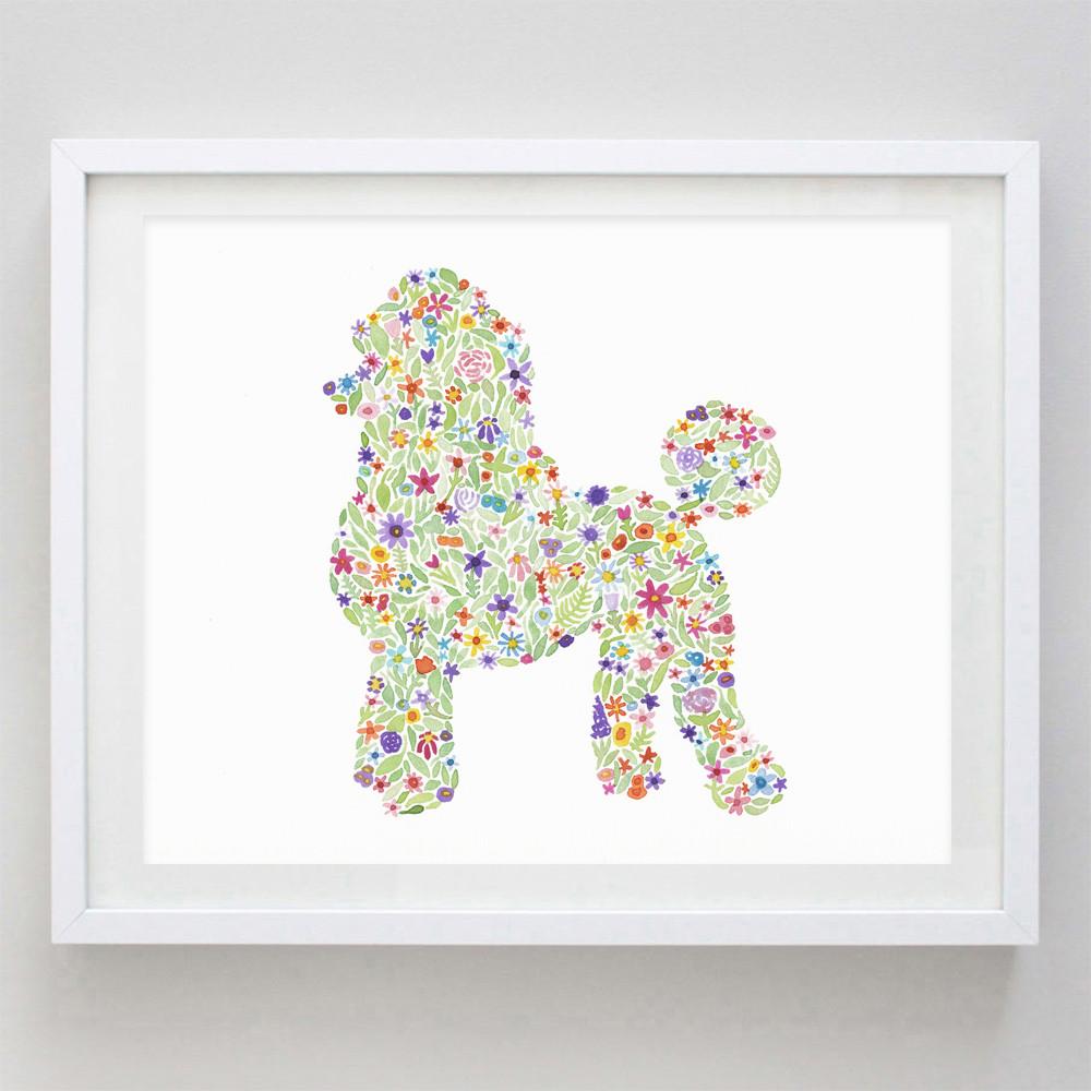1000x1000 Poodle Floral Watercolor Print Carly Rae Studio - Poodle Watercolor