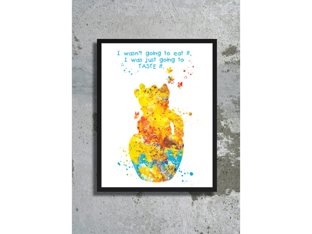 1024x768 Winnie The Pooh Watercolor Art Print Pooh Bear With Honey Quote - Pooh Watercolor