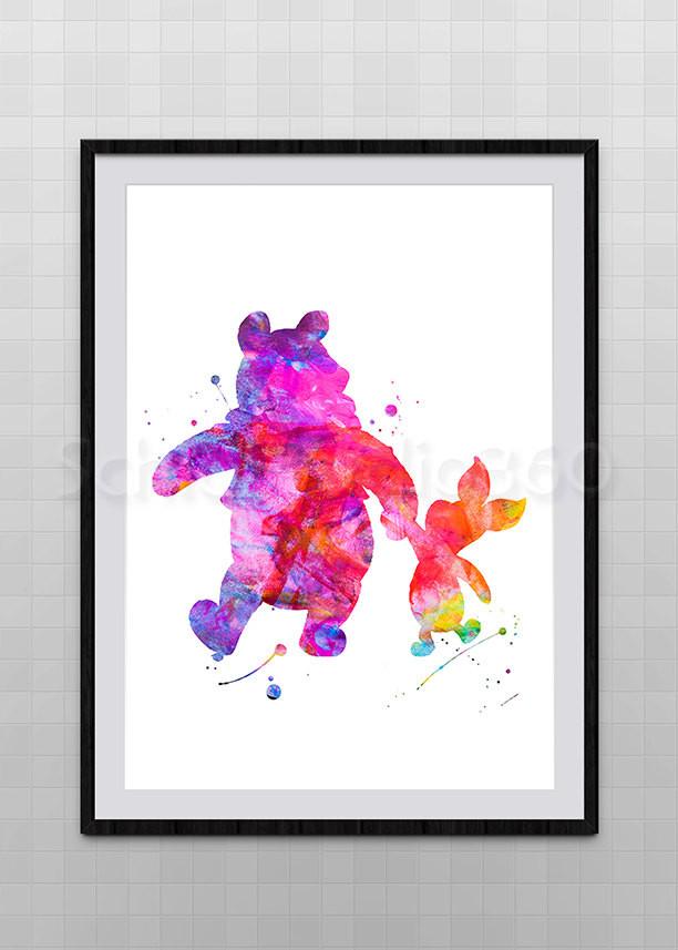 612x857 Winnie The Pooh And Piglet Watercolor Art Print - Pooh Watercolor